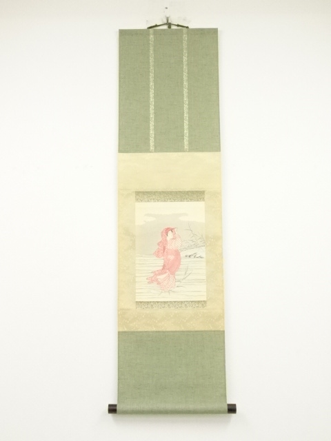 JAPANESE HANGING SCROLL / HAND PAINTED / DARUMA HARUNOBU SUZUKI